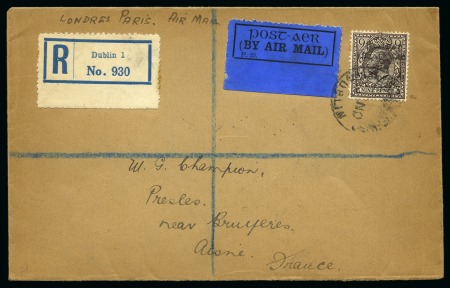 Stamp of Ireland » Airmails 1923 Cover to France from College Green, Dublin, 7.11.23, flown London-Paris