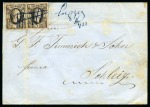 Stamp of German States » Saxony 1855 (Apr 16) Wrapper from Leipzig to Schleitz with 1851-52 1ng black pair