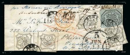 Stamp of Italian States » Papal States Early Papal States Mixed franked Transatlantic Cover to USA - Exhibition Quality - AT 38 Baioccchi rate:
