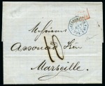Stamp of Colonies françaises » Alexandrette 1868-1872, Lot de 3 lettres sans timbres pour la France : avec càd Alexandrette 18 nov 68 P. FR. X N°2, ou Alexandrette 13 juil 68 P. FR. X N°4, ou Alexandrette 7 aout 72 P. FR. X N°4 en bleu, TB, signés Baudot (3)