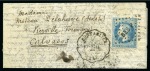 Stamp of France » Guerre de 1870-1871 Pli confié du MONTGOLFIER avec 20c Lauré obl. losange BES P (Besançon à Paris), rare càd convoyeur-station Pontarlier (Doubs) pour Vierville, càd perlé au dos Viervile s Mer 03.11.70, superbe, très rare, signé 