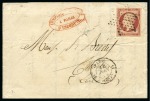 Stamp of France 1F Empire obl. étoile sur lettre de Paris 12.06.1854 pour Chartres, arr. 13.06 au dos TB, signé Baudot