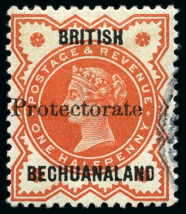 Stamp of Bechuanaland » Bechuanaland Protectorate 1890 1/2d Vermilion 15mm overprint mint & used and 17mm overprint mint