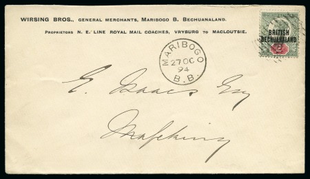 Stamp of Bechuanaland » Postal History & Cancellations MARIBOGO: 1894 (Oct 27) Commercial envelope to Mafeking