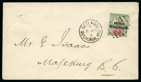 Stamp of Bechuanaland » Postal History & Cancellations SETALOGLI: Group written up on 3 album pages incl. 1893 "Isaacs" cover to Mafeking