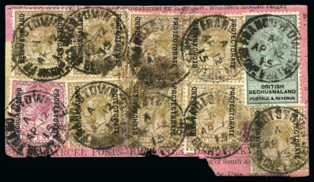 Stamp of Bechuanaland » Postal History & Cancellations FRANCISTOWN: 1915 (Apr 12) Large part Union label for bullion sent by The Tati Company Ltd