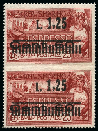Stamp of Italy » San Marino SAN MARINO 1927 Express 1L25 on 60C on 25C in vertical