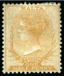 Stamp of Malta 1860-1938, Mint & used collection on two album pages,
