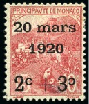 Stamp of Colonies françaises » Monaco 1920 Mariage, les 3 timbres connus avec le deuxième