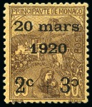 Stamp of Colonies françaises » Monaco 1920 Mariage, les 3 timbres connus avec le deuxième