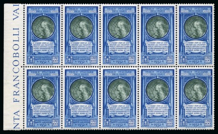 Stamp of Italy » Aegean Islands ITALY - AEGEAN ISLANDS 1932 100L Dante Alighieri MNH block of 10