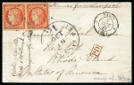 Stamp of France 1849 40c orange vif en paire bien margée obl. étoile
