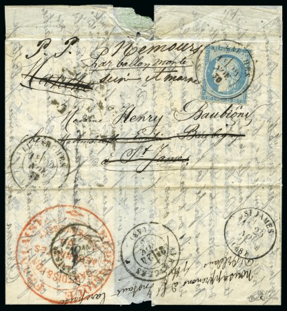 Stamp of France » Guerre de 1870-1871 Rarissime cachet rouge au lieu de bleu des Aéronautes