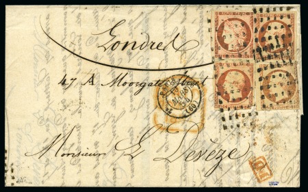 Stamp of France » Type Cérès de 1849-1850 RARISSIME COMBINAISON 40c Cérès + 40c Napoléon, 1854 : Lettre de Paris