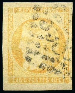 Stamp of France Superbe variété BOULE SOUS LE COU sur 40c Bordeaux