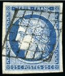 Stamp of France 1849 25c bleu, 6 très beaux exemplaires