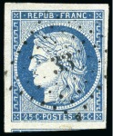 Stamp of France 1849 25c bleu, 6 très beaux exemplaires