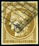 Stamp of France 1849 10c bistre-jaune, 5 très beaux exemplaires dont