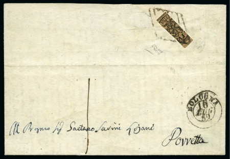 Stamp of Italian States » Papal States ITALY PAPAL STATE 1859 TRISECT on cover from Bologna
