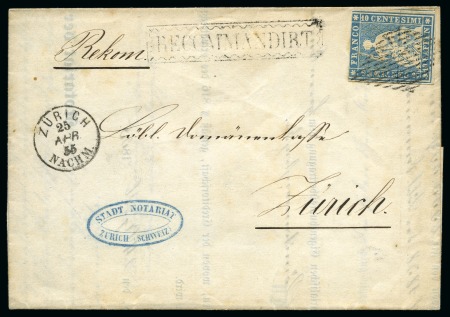 Stamp of Switzerland / Schweiz » Sitzende Helvetia Ungezähnt » Münchner Druck, 2. Auflage SCHWEIZ 10Rp Muenchner Druck auf Ortsreko Zuerich