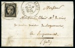 Stamp of France 04.01.1849 20c noir oblitéré grand càd type 13 Alais du