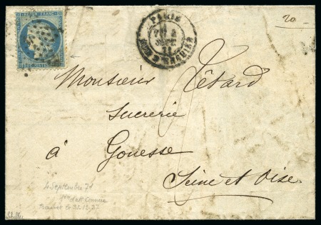 Stamp of France Première date d'utilisation trouvée sur Yv.60 sur