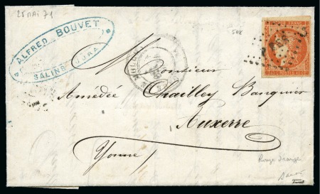 Stamp of France 40c Bordeaux avec belle nuance ROUGE-ORANGE obl. P