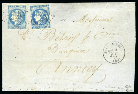 Stamp of France 20c Bordeaux bleu outremer, bien margé, en combinaison