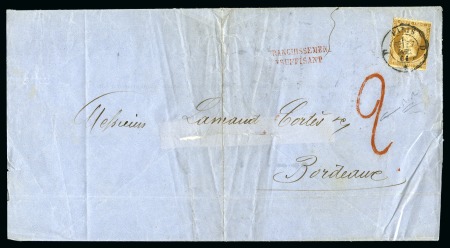 Stamp of France 10c Empire dentelé avec piquage privé, obl. càd