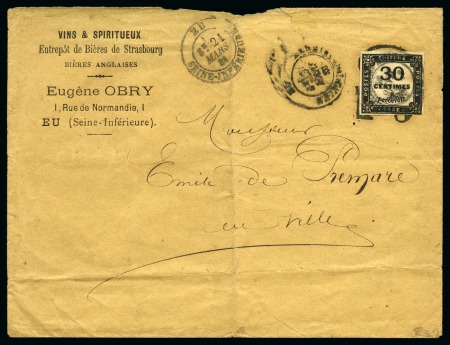 Stamp of France » Timbres-Taxe Taxe carré 30c cachant une taxe double trait 30 sur