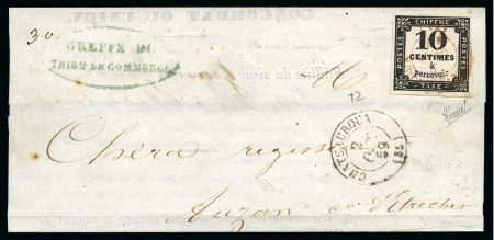 Stamp of France » Timbres-Taxe Rare càd rouge Chateauroux 02.10.1859 sur 10c taxe