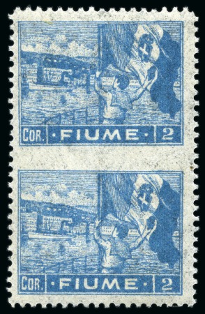 Stamp of Italy » Italy Fiume ITALY - FIUME 1919 40C (pair & blk of 4) + 2Cor, paper type B, all IMPERF INBETWEEN