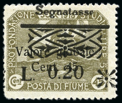 Stamp of Italy » Italy Fiume ITALY - FIUME 1921 Postage due 0.20L on 45C with type II surcharge of the 1st surcharge, MNH