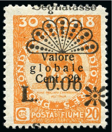 Stamp of Italy » Italy Fiume ITALY - FIUME 1921 Postage dues 0.06L on 20C surcharge on type I surcharge, hinged