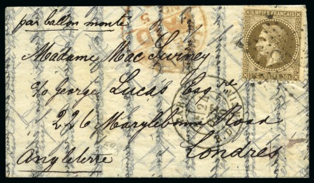 Stamp of France » Guerre de 1870-1871 LE VAUBAN Ballon monté de Paris 24.10.1870 pour Londres