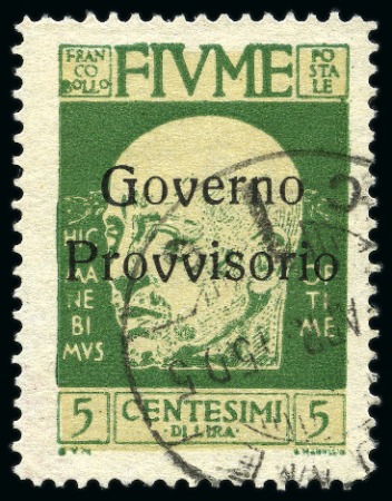 Stamp of Italy » Italy Fiume ITALY - FIUME 1921 Governo Provvisorio with scarce variety: 'v''s of overprint of different letterset, used