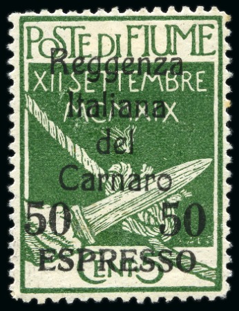 Stamp of Italy » Italy Fiume ITALY - FIUME 1920 Expres: reggenza Italiana del Carnaro 30C on 20C & 50C on 5C, hinged