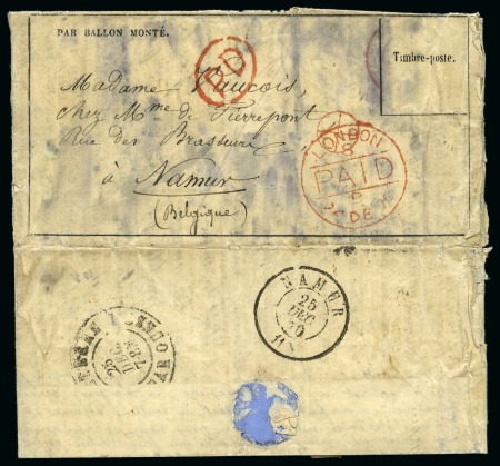 Stamp of France » Guerre de 1870-1871 Gazette des Absents n°11 pour Namur en Belgique avec