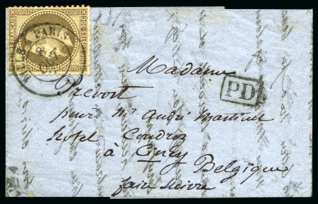 Stamp of France » Guerre de 1870-1871 Pli confié du GEORGES SAND pour Ciney en Belgique