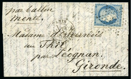 Stamp of France » Guerre de 1870-1871 LE FULTON avec 20c Siège obl. étoile 3 de Paris 29.10.1870