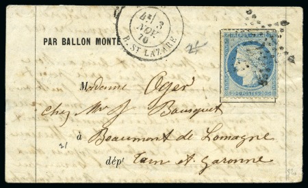 Stamp of France » Guerre de 1870-1871 LE FERDINAND FLOCON certain avec 20c Siège de Paris