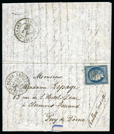 Stamp of France » Guerre de 1870-1871 LE JULES FAVRE N°2 certain avec 20c Siège obl. étoile