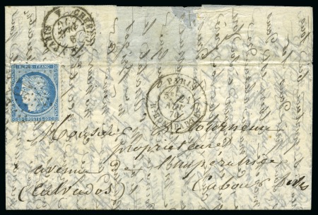 Stamp of France » Guerre de 1870-1871 LE VILLE D'ORLEANS avec 20c Siège obl. étoile 15