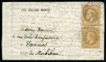 Stamp of France » Guerre de 1870-1871 LE GAMBETTA avec paire de 10c Lauré obl. càd Paris