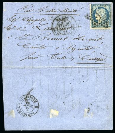 Stamp of France » Guerre de 1870-1871 LE GENERAL CAMBRONNE certain avec 20c Siège obl. étoile