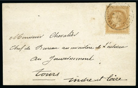 Stamp of France » Guerre de 1870-1871 Carte postale avec 10c Lauré obl. càd Paris Cors