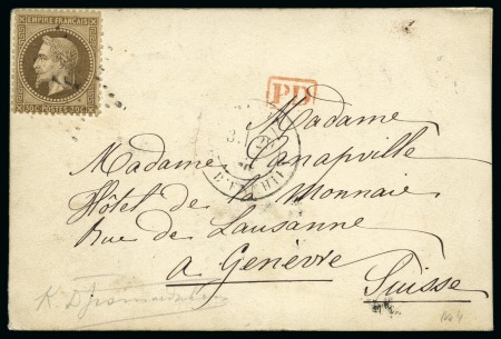 Stamp of France » Guerre de 1870-1871 LE CELESTE certain, Carte postale pour Genève en Suisse