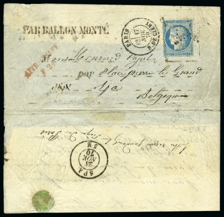 Stamp of France » Guerre de 1870-1871 LE GENERAL UHRICH pour la Belgique avec 20c Siège