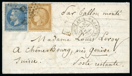 Stamp of France » Guerre de 1870-1871 Affranchissement mixte 10c Siège +20c Lauré sur Ballon