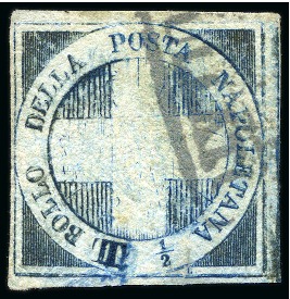 Stamp of Italian States » Naples ITALY - NAPLES - NAPOLI  1860 1860 CROSS OF SAVOY SHOWING VARIETY : DOUBLE ENGRAVED ‘T
